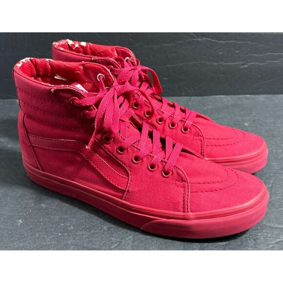 Vans Sk8-Hi 'Mono Red' Unisex Skate Shoe Men's Sz 9 or Women's Sz 10.5 - Picture 6 of 10